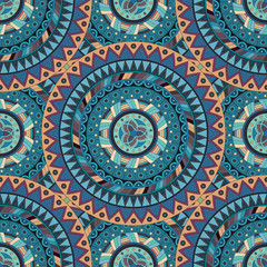 Ornate floral seamless texture, endless pattern with vintage mandala elements.