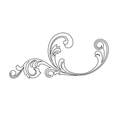 Vintage baroque ornament, corner. Retro pattern antique style acanthus. Decorative design element filigree calligraphy vector. - stock vector