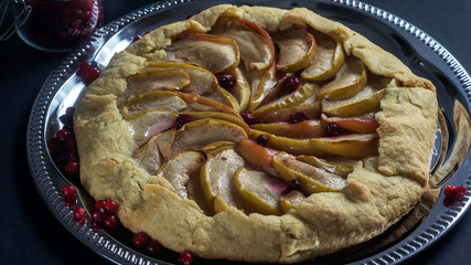 Homemade Galette Pie with Apples and Cranberries