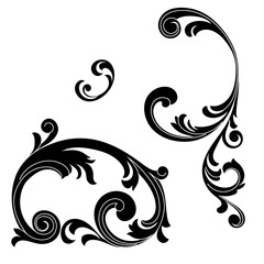 Vintage baroque ornament, corner. Retro pattern antique style acanthus. Decorative design element filigree calligraphy vector. - stock vector