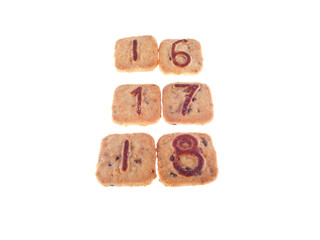 number cookies 16, 17, 18, 