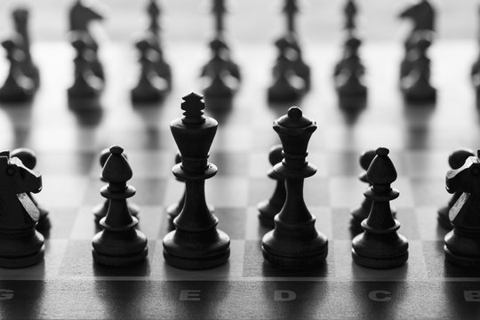 Close-up of Chess Game Pieces