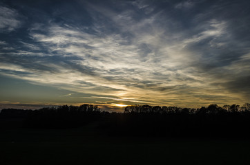 Beautiful nature sunset view with trees and blu sky.landscape pa