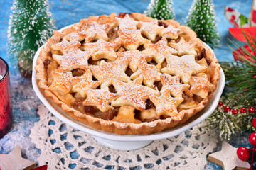 christmas apple pie with star shape decoration