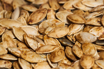 Background of many pumpkin seeds.