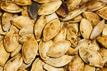 Background of many pumpkin seeds.