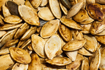 Background of many pumpkin seeds.