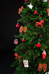 Christmas Tree with Gifts isolated on black