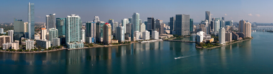 Fototapeta na wymiar Downtown Miami Florida - Aerial Panotamic