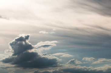 colorful dramatic sky with cloud at sunset