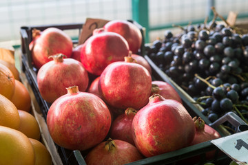 Pomegranates on the market