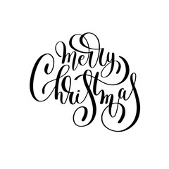 merry christmas black and white handwritten lettering inscriptio