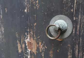 knocker and old wood door