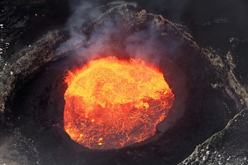 Bubbling burning lava lake inside Mount Marum. Ambrym island-Vanuatu. 5928 - obrazy, fototapety, plakaty