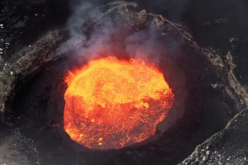 Fotobehang Bubbling burning lava lake inside Mount Marum. Ambrym island-Vanuatu. 5928 © rweisswald