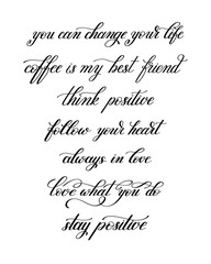 black and white handwritten positive quote set, modern calligrap