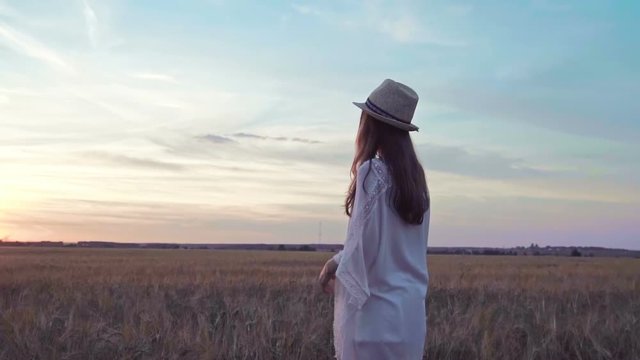 Woman in a field in slow motion