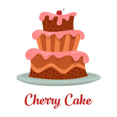 Cake with cream food, bakery or dessert logo.