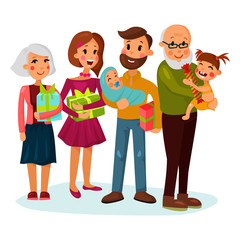 Celebrating family with gifts or presents