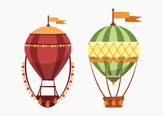 Fototapeta na wymiar Hot air floating balloons icons isolated