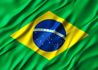 3d Waving colorful Brazil flag render
