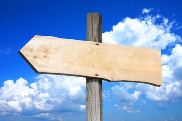 Fototapeta premium Wooden signpost with one arrow