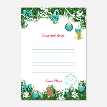 Christmas letter from Santa Claus template. A4.