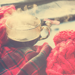 Tea Cup Hot Steam Winter Autumn Time New Year