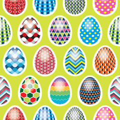 Seamless Easter egg pattern on a green background