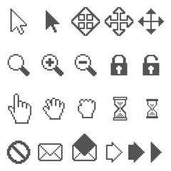 Vector collection of pixel computer icons