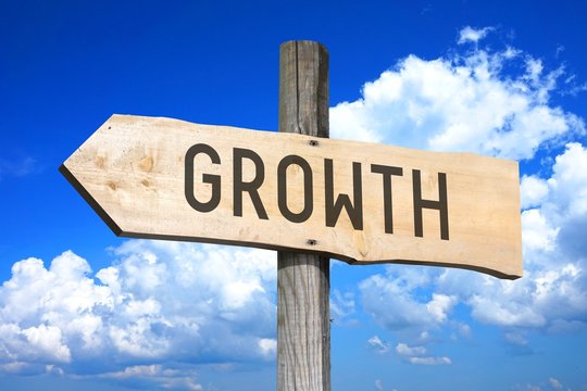 Growth - wooden signpost
