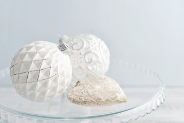 White vintage christmas balls