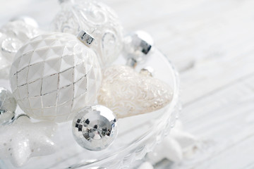 White vintage christmas balls