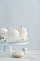 White vintage christmas balls