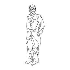 Inspector man cartoon icon. Comic character and caricature theme. Isolated design. Vector illustration