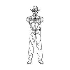 Fototapeta premium Cowboy cartoon icon. Man sheriff pop art and comic theme. Isolated design. Vector illustration
