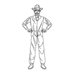 Cowboy cartoon icon. Man sheriff pop art and comic theme. Isolated design. Vector illustration