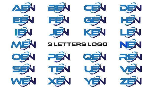 3 letters modern generic swoosh logo AEN, BEN, CEN, DEN, EEN, FEN, GEN, HEN, IEN, JEN, KEN, LEN, MEN, NEN, OEN, PEN, QEN, REN, SEN, TEN, UEN, VEN, WEN, XEN, YEN, ZEN, 