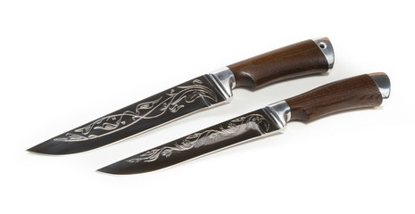Beautiful hunting knife against a white background
