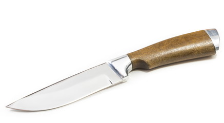 Beautiful hunting knife against a white background