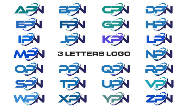 3 letters modern generic swoosh logo APN, BPN, CPN, DPN, EPN, FPN, GPN, HPN, IPN, JPN, KPN, LPN, MPN, NPN, OPN, PPN, QPN, RPN, SPN, TPN, UPN, VPN, WPN, XPN, YPN, ZPN, 