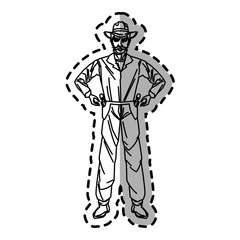 Cowboy cartoon icon. Man sheriff pop art and comic theme. Isolated design. Vector illustration