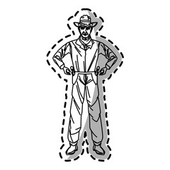 Cowboy cartoon icon. Man sheriff pop art and comic theme. Isolated design. Vector illustration