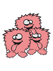 3 friends many team crew party hairy monster cuddly crazy funny comic cartoon zoty crazy cool face
