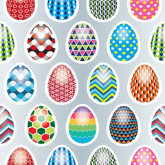 Seamless Easter egg pattern on a silver grey background