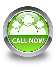 Call now (customer care team icon) glossy green round button