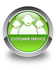 Customer service (team icon) glossy green round button