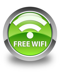 Free wifi glossy green round button