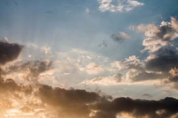 colorful dramatic sky with cloud at sunset