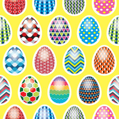 Seamless Easter egg pattern on a yellow background